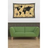 Pelangi Eski Dünya Haritası Leke Tutmaz Kadife Dokulu Kumaş Duvar Örtüsü Duvar Halısı Tapestry WLL314, 70 x 100