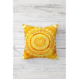 Pelangi Etnik Yoga Güneş Desen Çift Tarafı Baskılı Gizli Fermuarı Yastık Kılıfı Kırlent Koltuk Yastık Kılıfı - 45 x 45 cm - Sarı