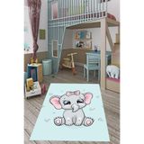 Pelangi Fil Desen Bebek Odası Halısı Dijital Baskı Yıkanabilir Kaydırmaz Yıkanabilir Çocuk Odası Fiili Halı, Mavi-Pembe 80 x 300