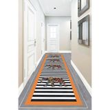 Pelangi Fil Desenli Etnik Dijital Baskı Yıkanabilir Modern Salon Filli Halı ve Yolluk (Turuncu), Turuncu 80 x 400, 95551222804007