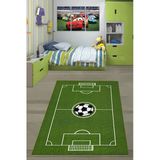 Pelangi Futbol Sahası Futbol Topu Desen Dijital Baskı Yıkanabilir Kaymaz Taban Çocuk Odası Halısı, Yeşil 60 x 120