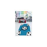 Pelangi Futbol Topu Desenli Mavi Yıkanabilir Kaymaz Taban Leke Tutmaz Çocuk Odası Halısı, Mavi-Siyah-Beyaz 80 x 250, 9038680032280250