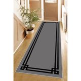 Pelangi Geometrik Desenli Dijital Baskı Yıkanabilir Kaymaz Taban Düz Model Salon Halısı ve Yolluk, Koyu Gri 100 x 600, 955412631006007