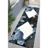 Pelangi Geometrik Desenli Dijital Baskı Yıkanabilir Kaymaz Taban Etnik Kilim Desen Salon Halı, Lacivert 80 x 150, 9555551801507