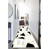 Pelangi Geometrik Desenli Dijital Baskı Yıkanabilir Kaymaz Taban Etnik Kilim Desen Salon Halı, Siyah-Beyaz 40 x 40, 955441140407