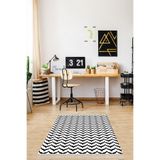 Pelangi Geometrik Desenli Dijital Baskı Yıkanabilir Kaymaz Taban Modern Desen Salon Halı, Siyah-Beyaz 130 x 180