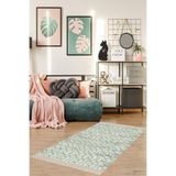 Pelangi Geometrik Desenli Dijital Baskı Yıkanabilir Kaymaz Taban Modern Kilim Desen Salon Halı (bej), Su Yeşili 100 x 600