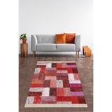 Pelangi Geometrik Desenli Renk Geçişli Dijital Baskı Yıkanabilir Kaymaz Taban Modern Salon Halısı Ve Yolluk, Kırmızı-Pembe 60 x 200, 9101396020005