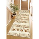 Pelangi Geometrik Karo Desenli Dijital Baskı Yıkanabilir Kaymaz Taban Etnik Kilim Desen Salon Halısı (Krem), Krem 80 x 50, 95557771180507