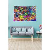 Pelangi Geometrik Şekiller Renkli Leke Tutmaz Kadife Dokulu Kumaş Duvar Örtüsü Duvar Halısı Tapestry WLL361, 70 x 100