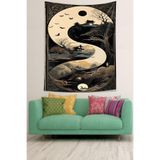 Pelangi Gökyüzü Kuşlar Ve Ağaçlar Leke Tutmaz Kumaş Duvar Örtüsü Duvar Halısı Tapestry PNTR297, 140 x 140