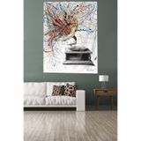 Pelangi Gramafondan Çıkan Renkler Leke Tutmaz Kadife Kumaş Duvar Örtüsü Duvar Halısı Tapestry WLLwd549, 140 x 230