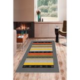 Pelangi Gri Kilim Desenli Yıkanabilir Kaymaz Taban Leke Tutmaz Modern Salon Halısı Ve Yolluk, Gri-Sarı 120 x 200, 135830612020005