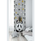 Pelangi Gri Panda Desenli Dijital Baskı Yıkanabilir Bebek Çocuk Odası Fon Perdesi, gri 140 x 200, 11031681402001