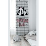 Pelangi Gri Panda Desenli Dijital Baskı Yıkanabilir Bebek Çocuk Odası Fon Perdesi, gri 140 x 270, 1103811402701