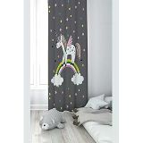 Pelangi Gri Unicorn Desenli Dijital Baskı Yıkanabilir Bebek Çocuk Odası Fon Perdesi, gri 70 x 240, 1103105702401