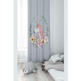 Pelangi Gri Unicorn Desenli Dijital Baskı Yıkanabilir Bebek Çocuk Odası Fon Perdesi, gri 70 x 270, 1103183702701