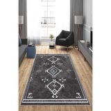 Pelangi Gri Zemin Bohem Etnik Kilim Desen Yıkanabilir Kaymaz Taban Leke Tutmaz Modern Salon Halısı Ve Yolluk, Gri-Beyaz 40 x 40