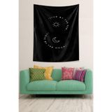Pelangi Gündüz Yaşa Gece Sev Ay Ve Güneş Motto Leke Tutmaz Kumaş Duvar Örtüsü Duvar Halısı Tapestry PNTR447, 140 x 230