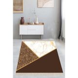 Pelangi Halı Leopar Desenli Dijital Baskı Yıkanabilir Modern Salon Halısı, Kahverengi 80 x 150