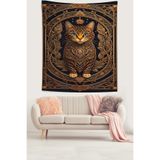 Pelangi Hintli Kedi Modern Leke Tutmaz Kumaş Duvar Örtüsü Duvar Halısı Tapestry PNTR398, 35 x 50