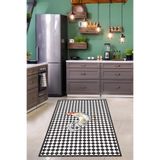 Pelangi Horoz Karo Kitchen Desenli Dijital Baskı Yıkanabilir Kaymaz Taban Mutfak Halısı ve Yolluk, Gri 80 x 150