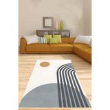 Pelangi İskandinav Bohem Trend Yıkanabilir Kaymaz Taban Leke Tutmaz Salon Halısı Yolluk, Beyaz 80 x 250