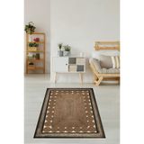 Pelangi Jüt Hasır Kilim Görünümlü Dijital Baskılı Kaymaz Taban Yıkanabilir Modern Salon Halısı Antrasit, Kahverengi-Bej 120 x 200
