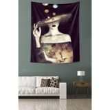 Pelangi Kafası Uzay Galaksi Gezegenli Analitik Kadın Leke Tutmaz Kumaş Duvar Örtüsü Duvar Halısı Tapestry PNTR457, 35 x 50