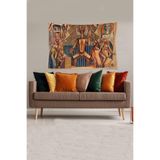 Pelangi Kahverengi Ilk Insan Desenli Leke Tutmaz Kadife Kumaş Duvar Örtüsü Duvar Halısı Tapestry YWLL477, 140 x 140