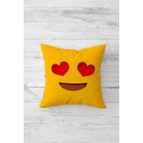 Pelangi Kalpli Göz Emoji Çift Tarafı Baskılı Gizli Fermuarlı Yastık Kılıfı Kırlent Koltuk Yastık Kılıfı - 45 x 45 cm - Kırmızı