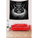 Pelangi Kedi Desenli Sevimli Gözlüklü Kedi Leke Tutmaz Kadife Doku Kumaş Duvar Örtüsü Duvar Halısı Tapestry WLL142, 140 x 140