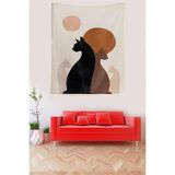 Pelangi Kediler Desenli Dekoratif Bohem Minimal Soyut Leke Tutmaz Kumaş Duvar Örtüsü Duvar Halısı Tapestry PNTR559, 140 x 140