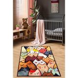 Pelangi Kedili Halı Kedi Desenli Renkli Dijital Baskı Yıkanabilir Kaymaz Taban Bebek Ve Çocuk Odası Halısı, Karışık Renkli 160 x 230