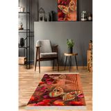 Pelangi Kelebek Desenli Dijital Baskı Yıkanabilir Kaymaz Taban Vintage Salon Halı ve Yolluk, Turuncu 100 x 350