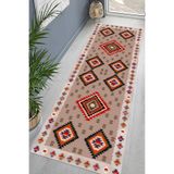 Pelangi Kilim Desenli Etnik Dijital Baskı Yıkanabilir Kaymaz Taban Modern Salon Halı ve Yolluk, Bej 100 x 250, 955411881002507