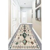 Pelangi Kilim Desenli Etnik Dijital Baskı Yıkanabilir Kaymaz Taban Modern Salon Halı ve Yolluk, Bej 80 x 150, 9555112411801507