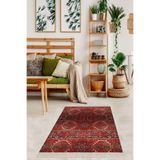 Pelangi Kilim Desenli Etnik Dijital Baskı Yıkanabilir Kaymaz Taban Modern Salon Halı Ve Yolluk, Kırmızı 160 x 300, 425493716030005
