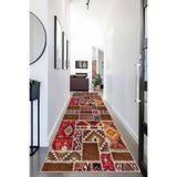 Pelangi Kilim Desenli Etnik Dijital Baskı Yıkanabilir Kaymaz Taban Modern Salon Halı ve Yolluk, Kırmızı 80 x 200, 9555112611802007