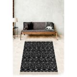 Pelangi Kilim Desenli Etnik Dijital Baskı Yıkanabilir Kaymaz Taban Modern Salon Halı Ve Yolluk, Siyah-Beyaz 100 x 600, 4254102310060005