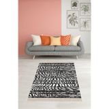 Pelangi Kilim Desenli Etnik Dijital Baskı Yıkanabilir Kaymaz Taban Modern Salon Halı Ve Yolluk, Siyah-Beyaz 80 x 200, 19588020005