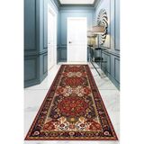 Pelangi Kilim Desenli Etnik Dijital Baskı Yıkanabilir Kaymaz Taban Modern Salon Halısı ve Yolluk, Kiremit 40 x 40, 955495240407