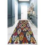 Pelangi Kilim Desenli Etnik Dijital Baskı Yıkanabilir Modern Salon Halı ve Yolluk, Mavi 80 x 150, 95555900801507