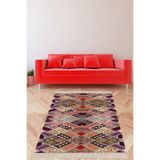 Pelangi Kilim Desenli Renk Geçişli Yıkanabilir Kaymaz Taban Leke Tutmaz Etnik Salon Halısı Ve Yolluk, Çok Renkli 100 x 600