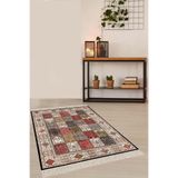 Pelangi Kırkyama Patchwork Desenli Etnik Dijital Baskı Yıkanabilir Kaymaz Taban Salon Halı Ve Yollu, Koyu Kahverengi 120 x 200