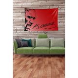 Pelangi Kırmızı Mustafa Kemal Atatürk Desenli Leke Tutmaz Kadife Kumaş Duvar Örtüsü Duvar Halısı Tapestry YWLL427, 70 x 100