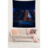 Pelangi Kitaplık Duvar Rafında Ev Leke Tutmaz Kumaş Duvar Örtüsü Duvar Halısı Tapestry PNTR157, 140 x 230