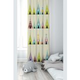 Pelangi Krem Çadır Desenli Dijital Baskı Yıkanabilir Bebek Çocuk Odası Fon Perdesi, krem-sarı 70 x 200