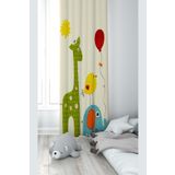 Pelangi Krem Sevimli Hayvan Desenli Dijital Baskı Yıkanabilir Bebek Çocuk Odası Fon Perdesi, krem 70 x 200