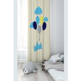 Pelangi Krem Taç Ve Balon Desenli Dijital Baskı Yıkanabilir Bebek Çocuk Odası Fon Perdesi, karışık renkli 140 x 200